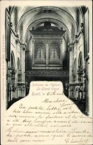 Ak Rueil Hauts-de-Seine, Interieur de l'Eglise, Le Grand Orgue