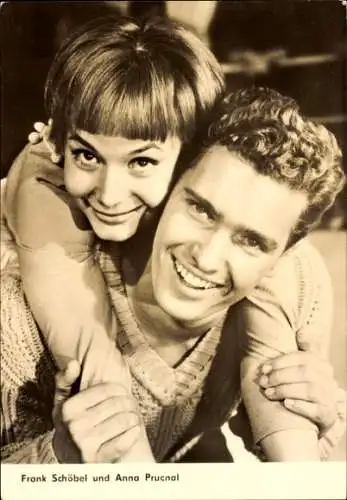Ak Schauspielerin Anna Prucnal, Frank Schöbel, Sänger, Defa, Reise ins Ehebett, Portrait