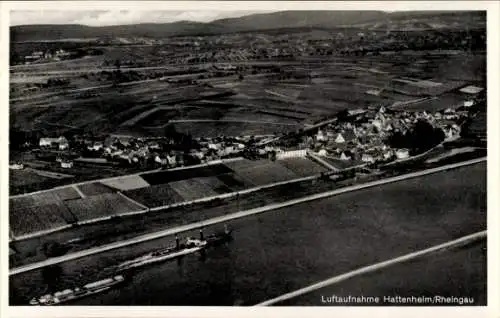 Ak Hattenheim Eltville am Rhein Hessen, Fliegeraufnahme