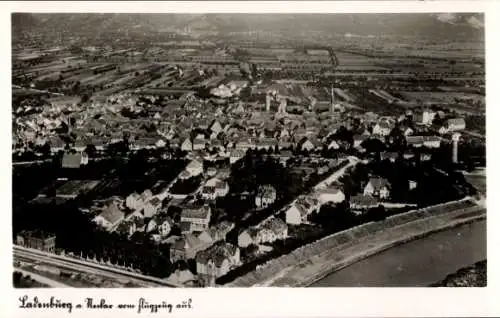 Ak Ladenburg am Neckar Baden, Fliegeraufnahme