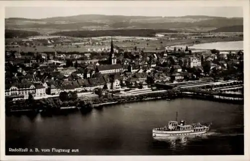 Ak Radolfzell am Bodensee, Fliegeraufnahme, Dampfer