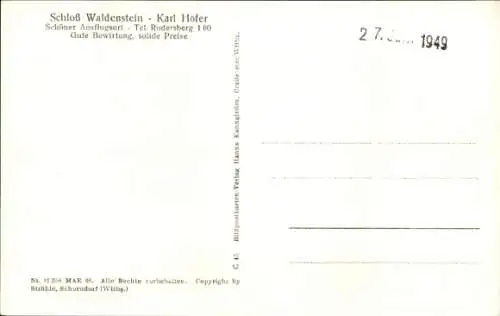 Ak Rudersberg in Württemberg, Fliegeraufnahme, Schloss Waldenstein