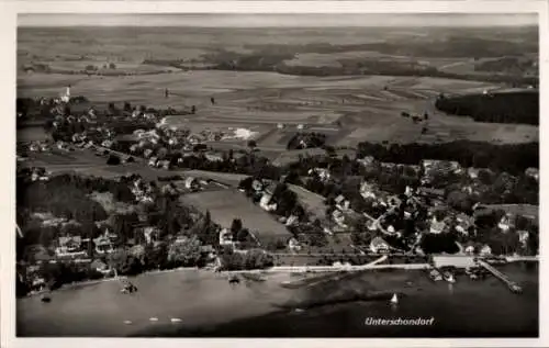 Ak Unterschondorf Schondorf am Ammersee Oberbayern, Fliegeraufnahme