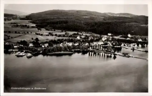 Ak Unteruhldingen Uhldingen Mühlhofen am Bodensee, Fliegeraufnahme