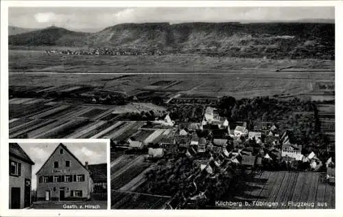 Ak Kilchberg Tübingen am Neckar, Gasthof zum Hirsch, Stadtansicht, Fliegeraufnahme