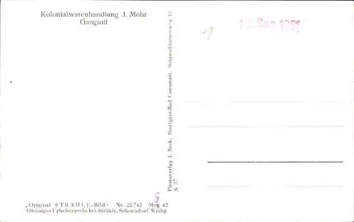 Ak Gangloff Becherbach in der Pfalz, Fliegeraufnahme, Geschäftshaus J. Mohr