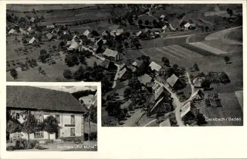 Ak Gersbach Schopfheim im Schwarzwald Baden, Fliegeraufnahme, Gasthaus und Pension Zur Mühle