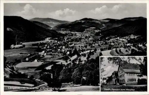 Ak Langenau Kleines Wiesental im Schwarzwald, Gesamtansicht, Gasthof zum Hirschen