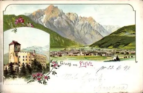 Litho Lienz in Tirol, Gesamtansicht, Schloss