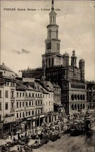 Ak Poznań Posen, Markt, Rathaus