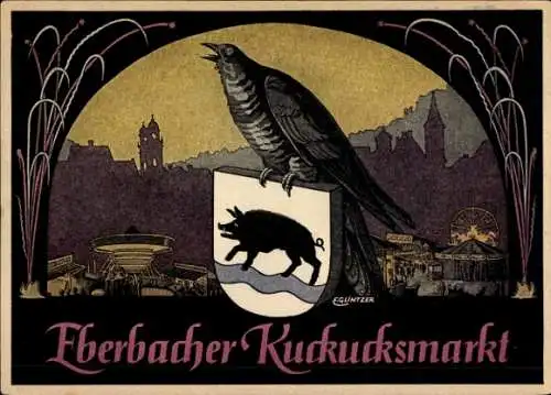 Wappen Künstler Ak Eberbach in Baden Württemberg, Eberbacher Kuckucksmarkt