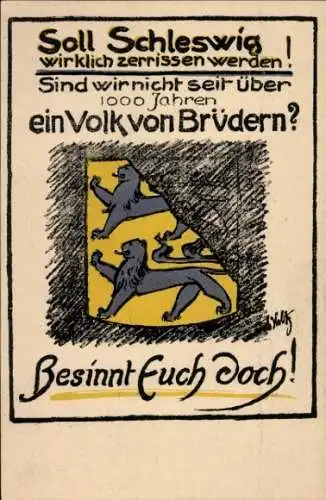 Künstler Ak Abstimmung 1920, Soll Schleswig wirklich zerrissen werden?