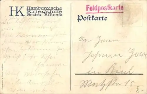 Künstler Ak Mühlhan, A., Kriegswinter 1914/15, Hamburgische Kriegshilfe Eilbek