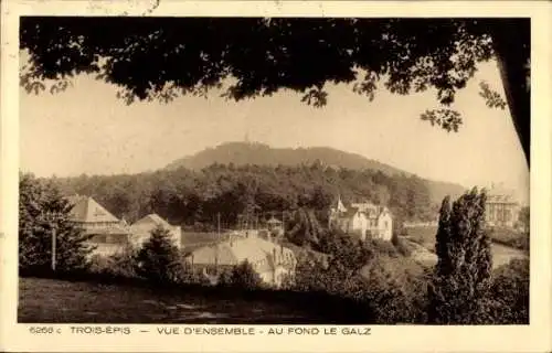 Ak Trois Épis Drei Ähren Elsass Haut Rhin, vue d'ensemble, au fond le galz