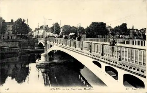 Ak Melun Seine et Marne, Pont aux Moulins