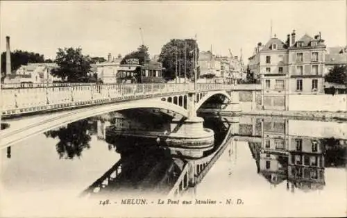 Ak Melun Seine et Marne, Pont aux Moulins