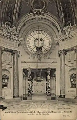 Ak Paris VIIIe Élysée, Memorial du Bazar de la Charite, Kapelle, Innenraum