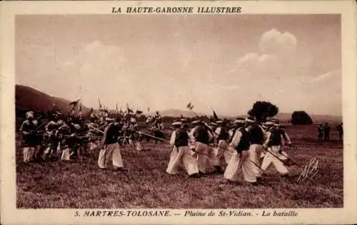 Ak Martres Tolosanne Haute Garonne, Plaine de St. Vidian, La bataille