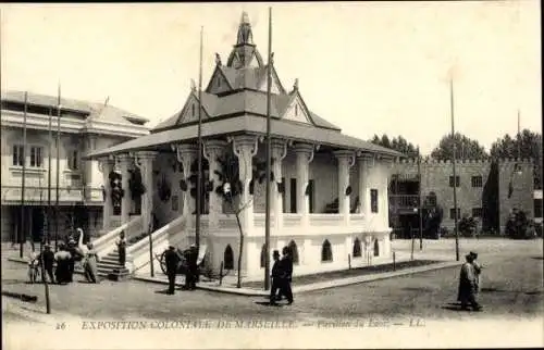 Ak Marseille Bouches du Rhône, Exposition Coloniale, Pavillon du Laos