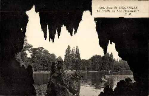 Ak Paris XII Bois de Vincennes, La Grotte du Lac Daumesnil