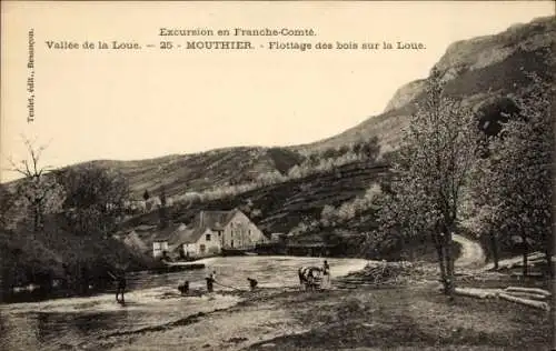 Ak Mouthier Doubs, Valle de la Loue, Flottage des bois sur la Loue