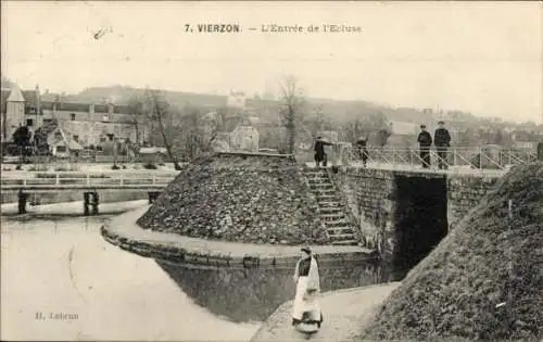 Ak Vierzon Cher, l'Entree de l'Ecluse