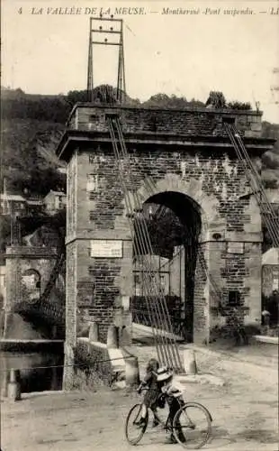 Ak Monthermé Ardennes, Pont suspendu