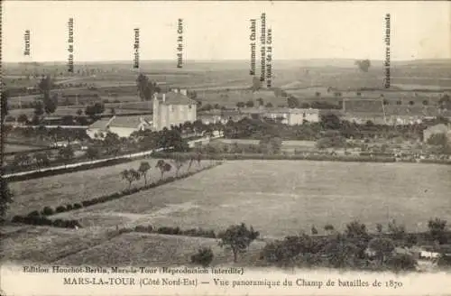 Ak Mars la Tour Lothringen Meurthe et Moselle, Vue panoramique du Champ de batailles de 1870