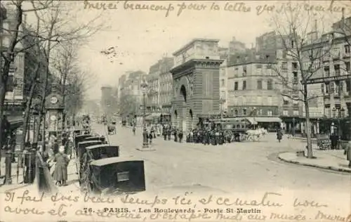 Ak Paris X, Porte Saint Martin, Boulevard