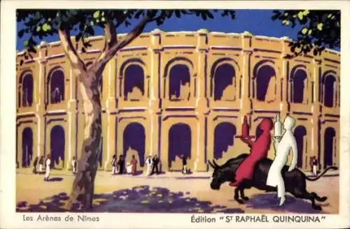 Ak Nîmes Gard, Les Arènes, Édition St. Raphael Quinquina