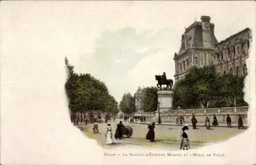 Ak Paris IV., Statue von Etienne Marcel, Rathaus