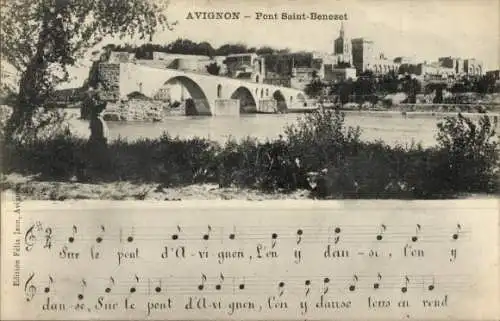 Lied Ak Avignon Vaucluse, Pont Saint Benezet, Sur le pont d'Avignon