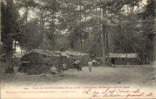 Ak Saint Germain en Laye Yvelines, Wald, Holzfällerhütten in der Nähe der Lodges