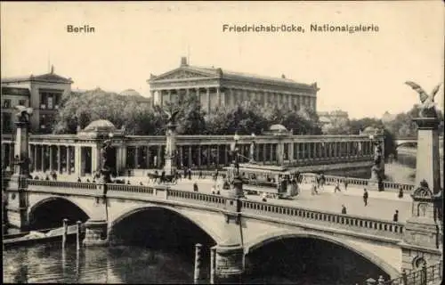 Ak Berlin Mitte, Friedrichsbrücke, Nationalgalerie, Straßenbahn