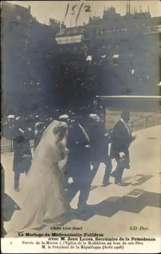 Ak-Hochzeit von Mademoiselle Fallieres, Kirche der Madeleine, Präsidentin der Republik