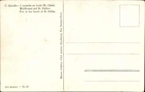 Künstler Ak Spindler, C., Waldbrand auf St. Odilien, Nonnen