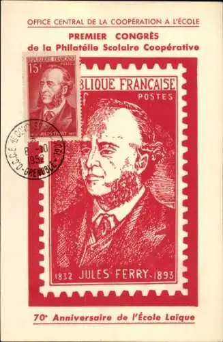 Maximum Briefmarken Ak First Congress of Cooperative School Philately, Jules Ferry