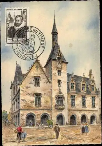 Künstler Ak Barday, Libourne-Gironde, Rathaus