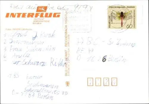 Ak Deutsches Passagierflugzeug Iljuschin IL 62, Interflug, DDR SEL, Piloten, Stewardess