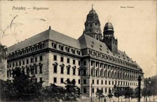 Ak Dresden, Ringstraße, neues Rathaus