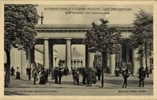 Ak Dresden, Internationale Hygiene Ausstellung 1911, Haupteingang