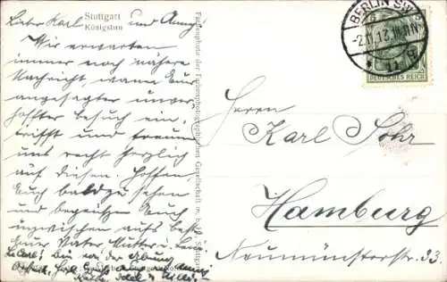 Ak Stuttgart in Württemberg, vor dem Königsbau, Straßenbahn Linie 6