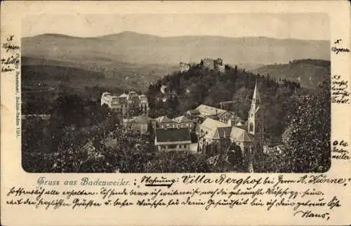 Ak Badenweiler im Schwarzwald, Panorama, Kirche, Burg