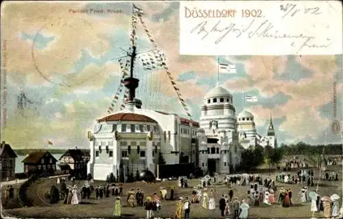 Ak Düsseldorf, Gewerbeausstellung 1902, Pavillon Friedr. Krupp