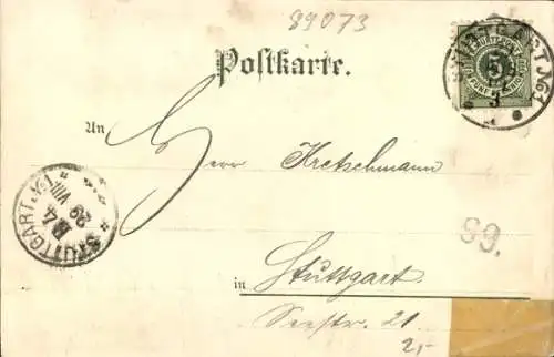 Litho Ulm an der Donau, Ulmer Münster, Stadtpanorama