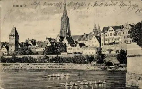 Ak Ulm an der Donau, Münster, Ruderer
