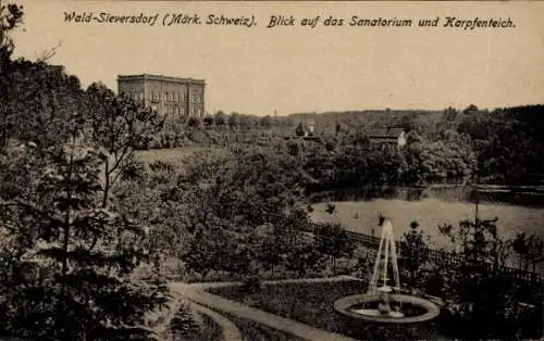 Ak Waldsieversdorf Wald Sieversdorf Märkische Schweiz, Sanatorium, Karpfenteich