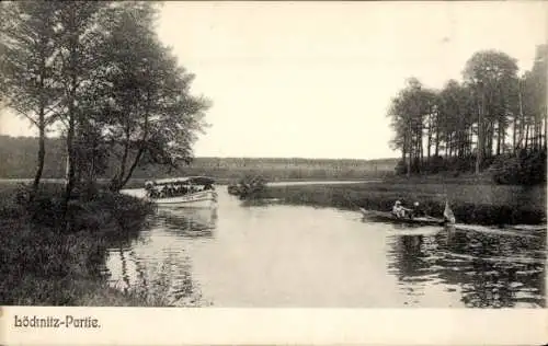 Ak Löcknitz in Vorpommern, Ruderboot