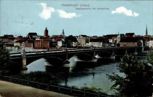 Ak Frankfurt an der Oder, Stadtpanorama, Oderbrücke