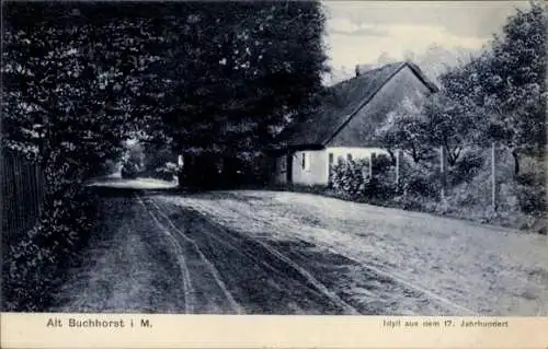 Ak Altbuchhorst Grünheide in der Mark, Idyll aus dem 17. Jahrhundert, Dorfstraße